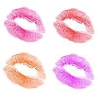 Lip prints on white background photo