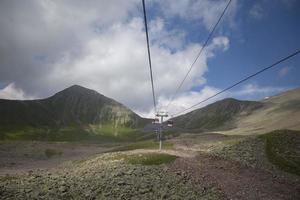 Cableway in the mountains. The landscape of the cable car of the mountains of Georgia. photo