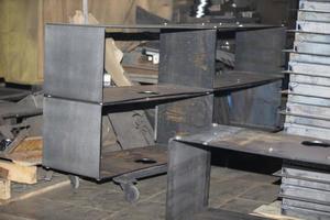 Metal blanks of the box in the workshop of a metallurgical plant. photo