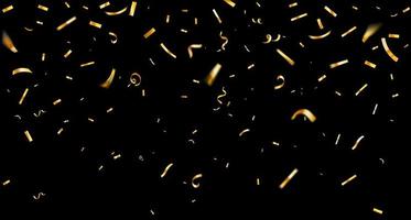 Golden confetti falling from the sky.3d metal confetti and ribbons,luxury background photo
