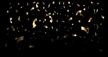 Golden confetti falling from the sky.3d metal confetti and ribbons,luxury background photo