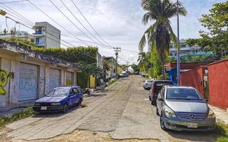 Playa del Carmen Quintana Roo Mexico 2021 Typical street road and cityscape of Playa del Carmen Mexico. photo