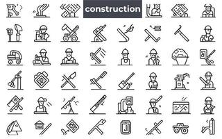 Construction icons set. Simple collection of Construction Related Vector Line Icons.. Tools, House icons, Builder,Vector