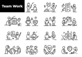 Teamwork and Business People thin line icons collection. Teamwork editable stroke icon set.Team signs. Vector illustration