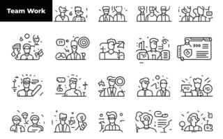 Teamwork and Business People thin line icons collection. Teamwork editable stroke icon set.Team signs. Vector illustration