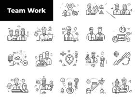 Teamwork and Business People thin line icons collection. Teamwork editable stroke icon set.Team signs. Vector illustration