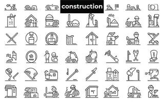 Construction icons set. Simple collection of Construction Related Vector Line Icons.. Tools, House icons, Builder,Vector