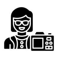 hembra vlogger icono estilo vector