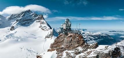 Aerial panorama view of the Sphinx Observatory on Jungfraujoch - Top of Europe photo