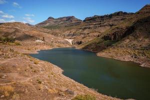 Lake water dam in the Canary Islands at Gran Canaria photo