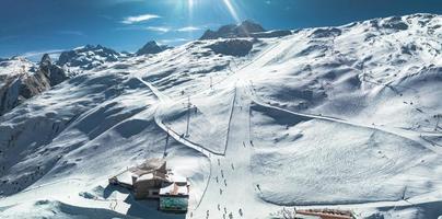 Beautiful Zermatt ski resort with view of the Matterhorn peak photo