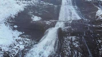 Aerial view of waterfall in Iceland video