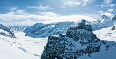 Aerial panorama view of the Sphinx Observatory on Jungfraujoch - Top of Europe photo