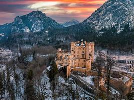 un aéreo ver de el hohenschwangau castillo foto