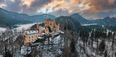 un aéreo ver de el hohenschwangau castillo foto