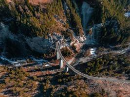 Aerial view famous mountain in Filisur, Switzerland. Landwasser Viaduct - world heritage photo