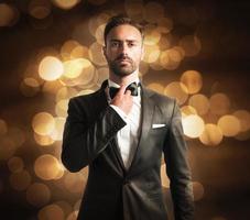 Gentleman on bokeh background photo