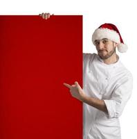 Navidad menú y cocinero en blanco antecedentes foto