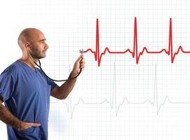 Doctor with Graphic heart beat photo