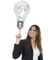 Businesswoman brainstorm on white background photo