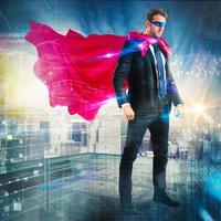Business superhero with cape photo