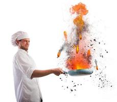 Cook troublemaker on white background photo