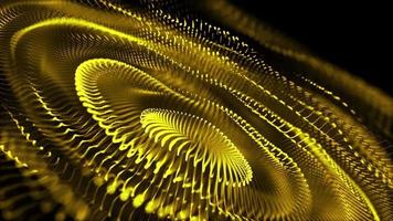 abstract technologie beweging achtergrond animatie met een vloeiende gouden fractal Golf van gloeiend goud strings van licht. Ondiep diepte van veld- bokeh. vol hd en een lus maken. video