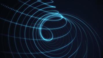 Elegant spiraling fractal light wave motion background animation with glowing gold and blue particles. Full HD and looping geometric background. video