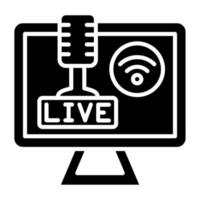 En Vivo podcast icono estilo vector