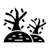 estilo de icono de árbol seco vector