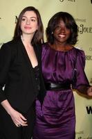 Anne Hathaway  Viola Davis  arriving at the Women In Film 2nd Annual PreOscar Cocktail Party at the home of Peter  Tara Guber in Bel Air CA onFebruary 20 20092009 photo