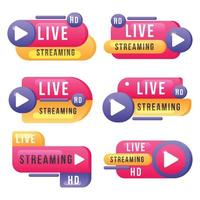 Live Streaming Label Collection vector