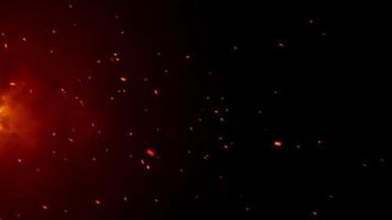 Burning red hot sparks background animation. Fiery red sparks floating left to right. Full HD particles motion background. video