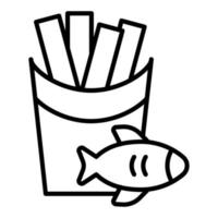estilo de icono de pescado y papas fritas vector