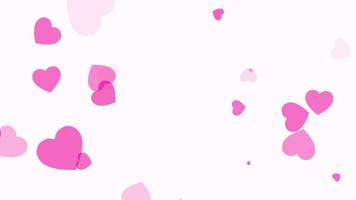 Abstract loop  pink heart flowing down on white background video
