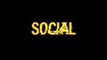 Social glitch text effect cimematic title yellow light animation video
