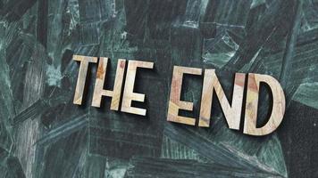 Animation of THE END gold chrome text background video