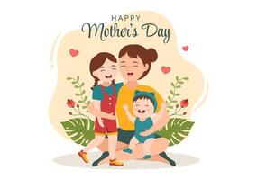 Happy Mother Day on May 14 Illustration with Affection for Baby and Kids in Flat Cartoon Hand Drawn for Web Banner or Landing Page Templates vector