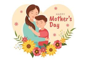 Happy Mother Day on May 14 Illustration with Affection for Baby and Kids in Flat Cartoon Hand Drawn for Web Banner or Landing Page Templates vector