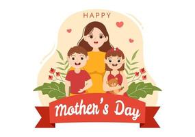 Happy Mother Day on May 14 Illustration with Affection for Baby and Kids in Flat Cartoon Hand Drawn for Web Banner or Landing Page Templates vector