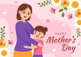 Happy Mother Day on May 14 Illustration with Affection for Baby and Kids in Flat Cartoon Hand Drawn for Web Banner or Landing Page Templates vector