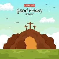 Happy Good Friday Social Media Background Illustration Cartoon Hand Drawn Templates vector