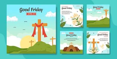 Happy Good Friday Social Media Post Flat Cartoon Hand Drawn Templates Background Illustration vector