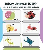 What animal is this worksheet. Educational worksheet for preschool. Writing practice for children. Vector illustration.