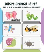 What animal is this worksheet. Educational worksheet for preschool. Writing practice for children. Vector illustration.