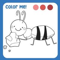 colorante actividad para niños. colorante animal hoja de cálculo. negro y blanco vector ilustración. motor habilidades educación. vector archivo.
