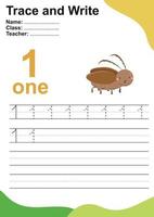 Trace and write number for children. Exercise for children to recognize the number. Writing activity for kids. Vector file.