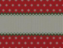 Ugly sweater at Buffalo Plaid Merry Christmas and Happy New Year greeting card frame border . illustration knitted background seamless pattern with folk style scandinavian ornaments. vector