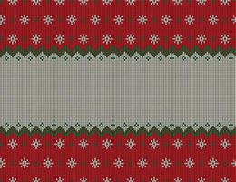 Ugly sweater at Buffalo Plaid Merry Christmas and Happy New Year greeting card frame border . illustration knitted background seamless pattern with folk style scandinavian ornaments. vector