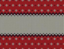 Ugly sweater at Buffalo Plaid Merry Christmas and Happy New Year greeting card frame border . illustration knitted background seamless pattern with folk style scandinavian ornaments. vector
